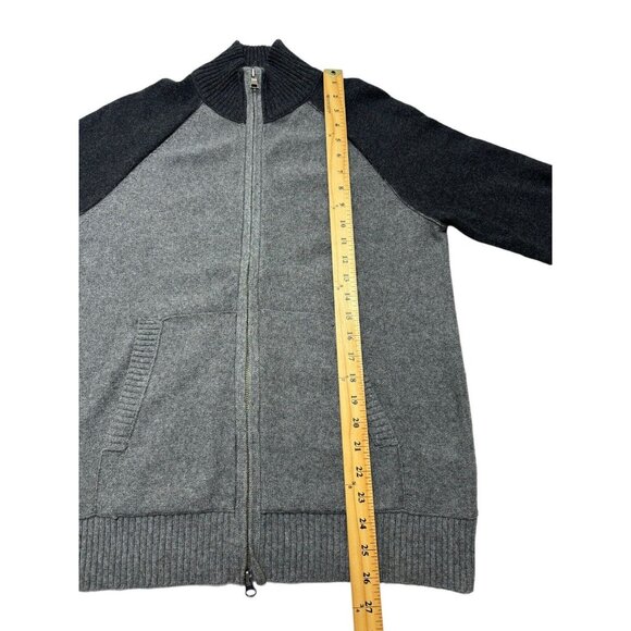 Banana Republic Full Zip Sweater S Mens Black Gray Wool Blend Henley Style - Picture 4 of 9